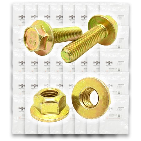 Boltsandnuts.Com Inch Grade 8 Hex Flange Bolts & Flange Lock Nuts Zinc Yellow Assortment - 692 PCS Assortment Kit #395